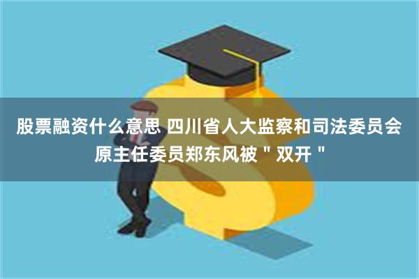 股票融资什么意思 四川省人大监察和司法委员会原主任委员郑东风被＂双开＂