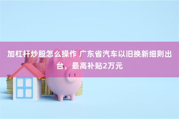 加杠杆炒股怎么操作 广东省汽车以旧换新细则出台，最高补贴2万元