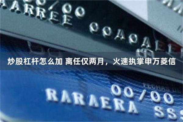 炒股杠杆怎么加 离任仅两月，火速执掌申万菱信