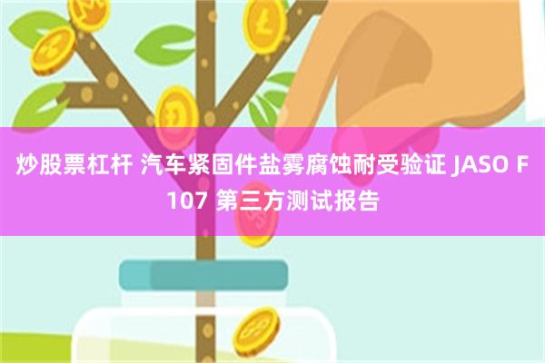 炒股票杠杆 汽车紧固件盐雾腐蚀耐受验证 JASO F107 第三方测试报告